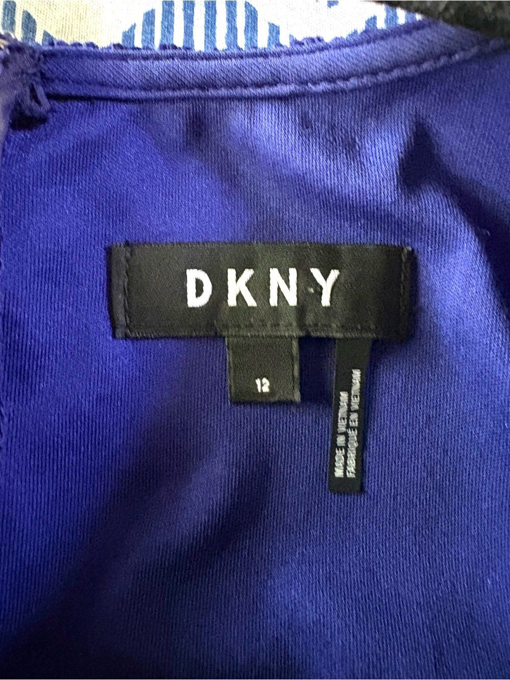 DKNY Blue Mesh Midi Dress Size 12 Fit & Flare Sleeveless A-Line Zip Front - Picture 8 of 9